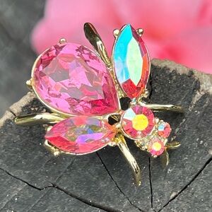Vintage Pink Bee Insect Brooch – 1.5”